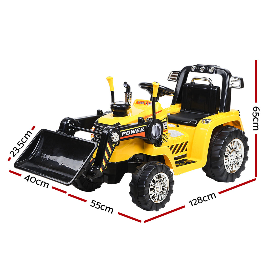 Kids Ride On Bulldozer Digger Electric Car Yellow Homecoze