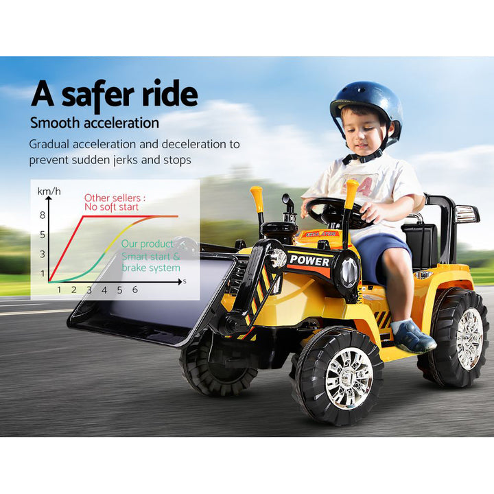 Kids Ride On Bulldozer Digger Electric Car Yellow Homecoze