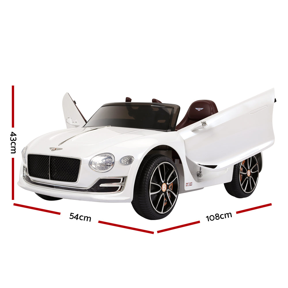 Bentley Kids Ride On Car Licensed Electric Toys 12V Battery Remote Cars White Homecoze