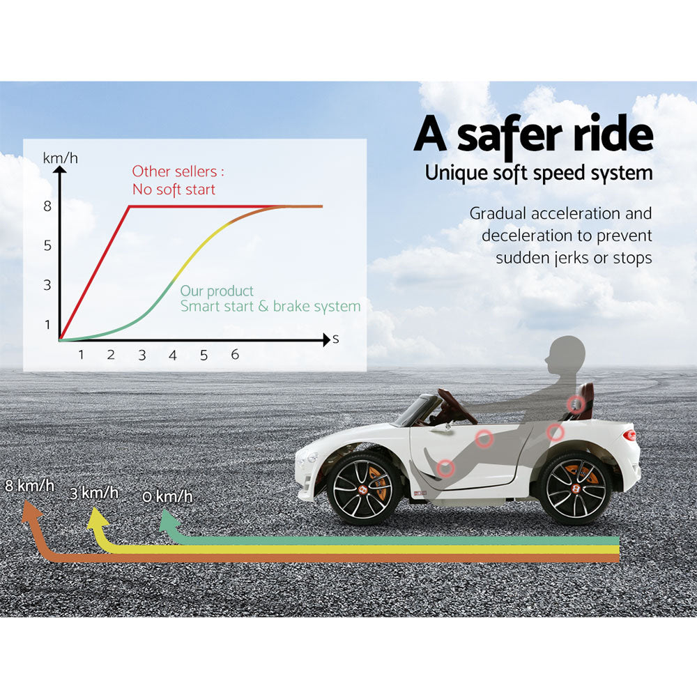 Bentley Kids Ride On Car Licensed Electric Toys 12V Battery Remote Cars White Homecoze
