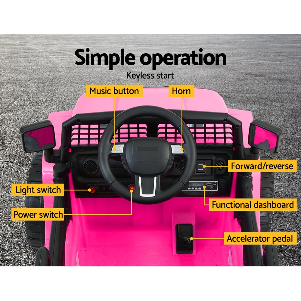 Kids Ride On Car Electric 12V Car Toys Jeep Battery Remote Control Pink Homecoze