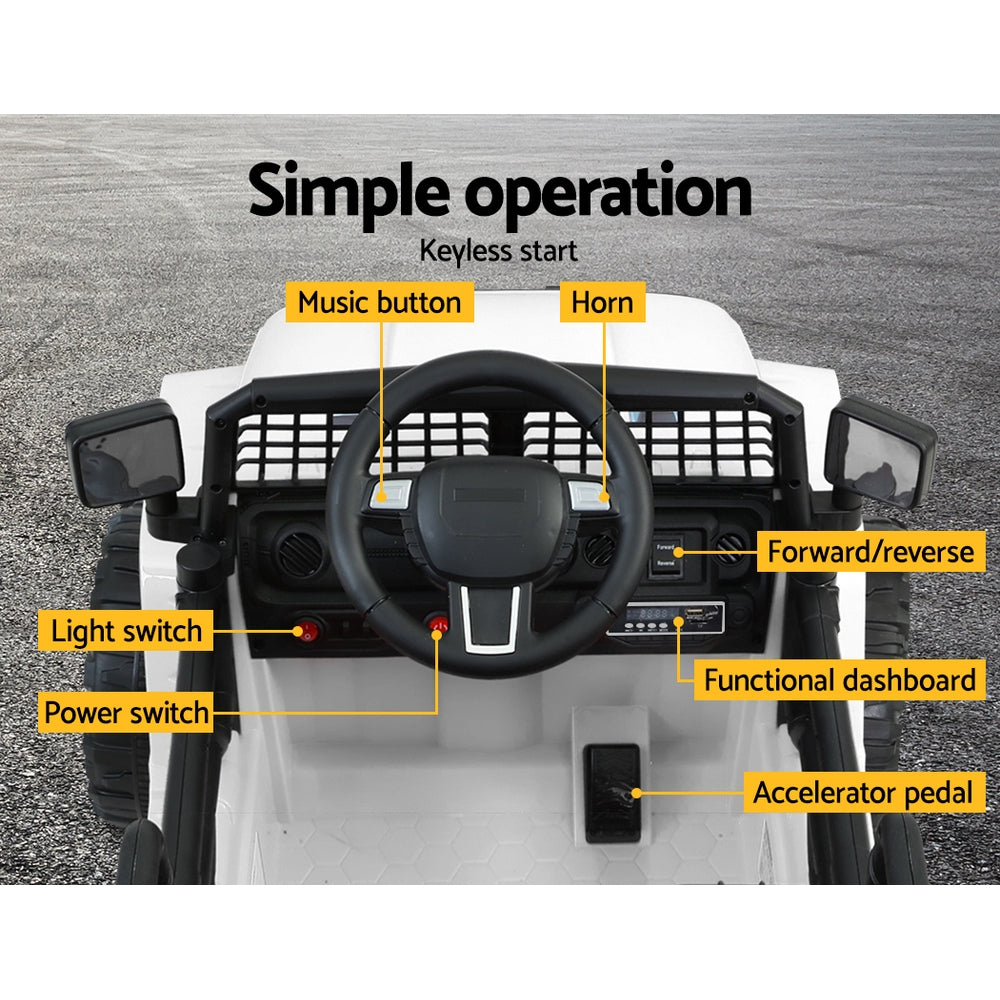Kids Ride On Car Electric 12V Car Toys Jeep Battery Remote Control White Homecoze