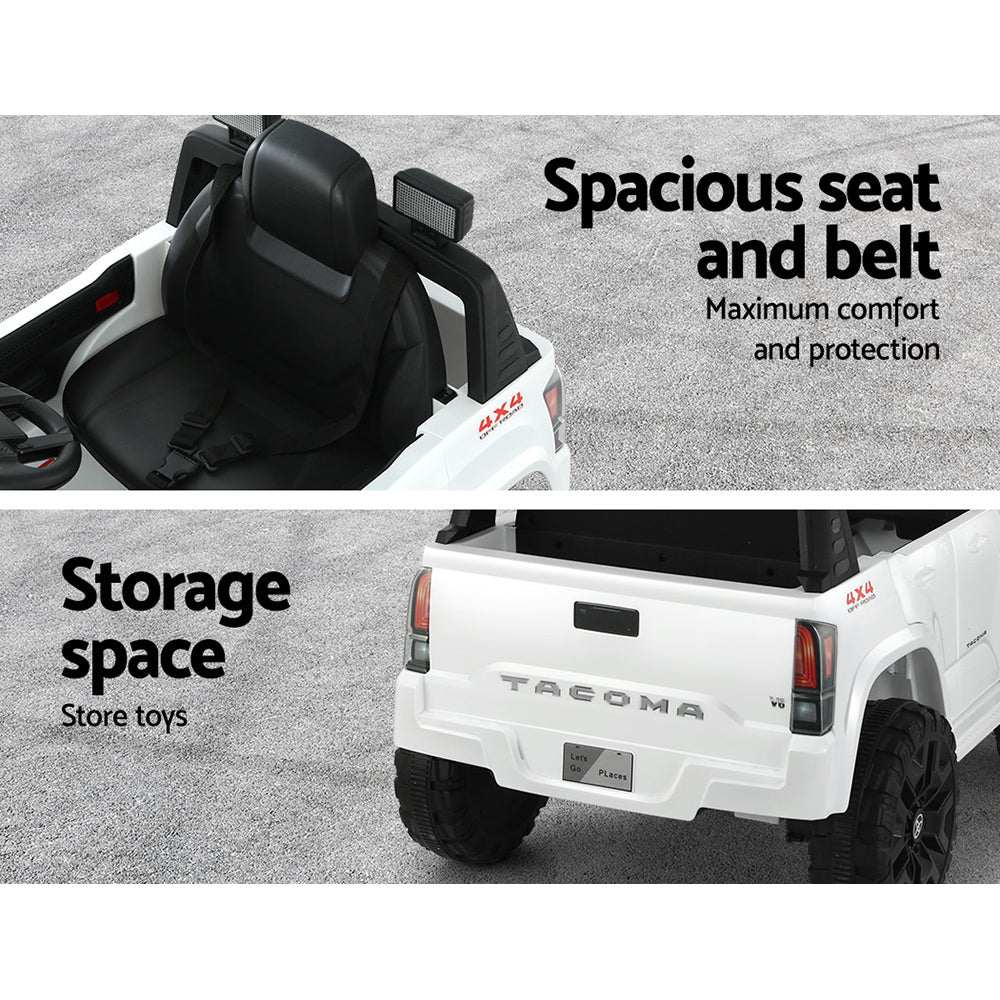 Toyota Tacoma Ride On Car Kids Electric Toy Cars Off Road 12V Battery White Homecoze