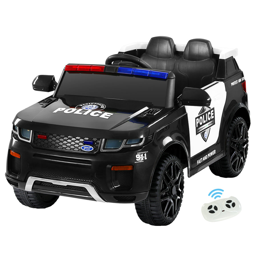 Kids Ride On Electric Patrol Police Car with Remote Control 12V Black Homecoze