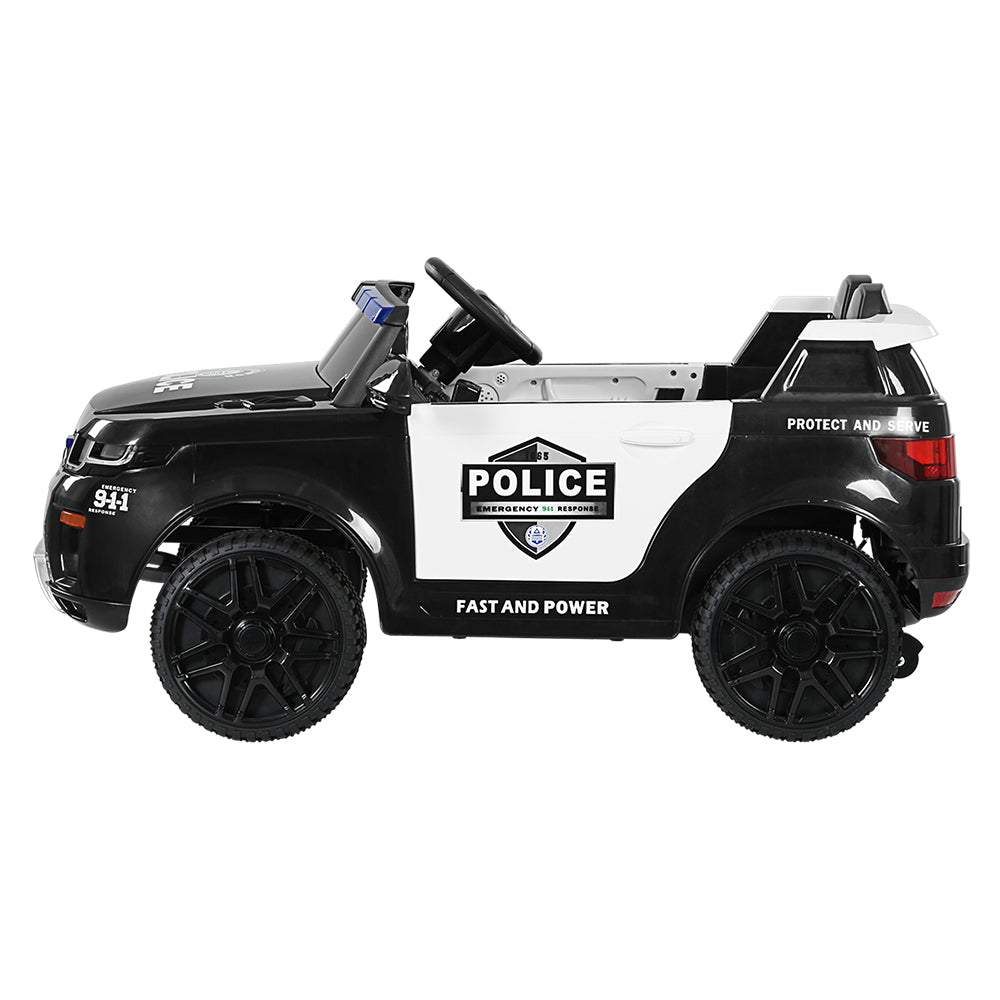 Kids Ride On Electric Patrol Police Car with Remote Control 12V Black Homecoze