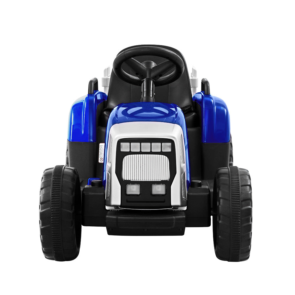 Ride On Car Tractor Trailer Toy Kids Electric Cars 12V Battery Blue Homecoze
