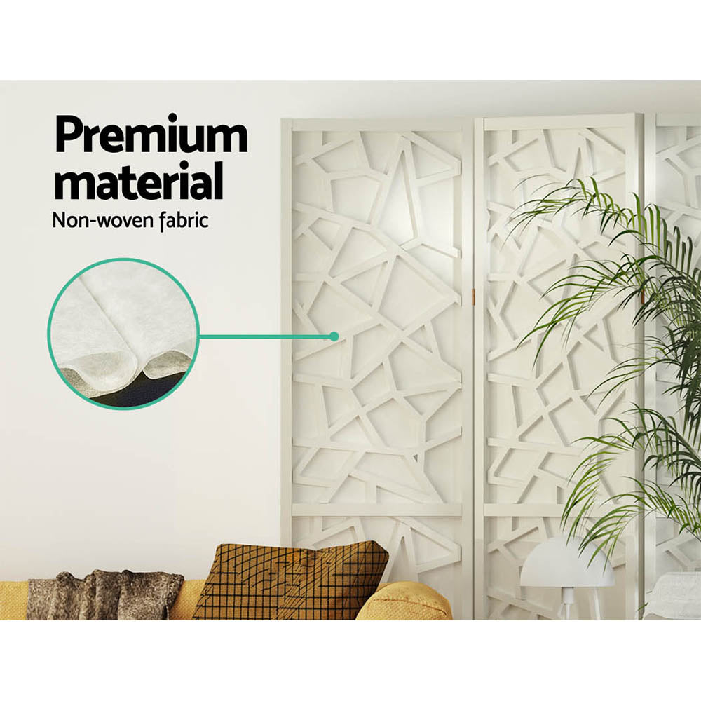 3 Clover Panel Pine Wood Room Divider Privacy Screen - White Homecoze