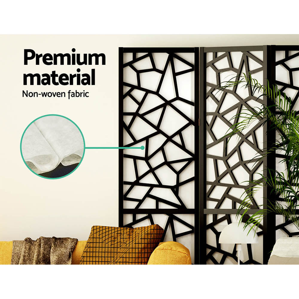 4 Clover Panel Pine Wood Room Divider Privacy Screen - Black Homecoze