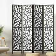 4 Clover Panel Pine Wood Room Divider Privacy Screen - Black Homecoze