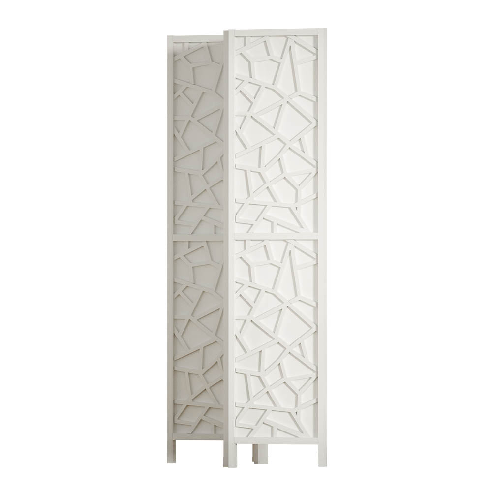 4 Clover Panel Pine Wood Room Divider Privacy Screen - White Homecoze