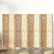 3 Clover Panel Pine Wood Room Divider Privacy Screen - Natural Homecoze