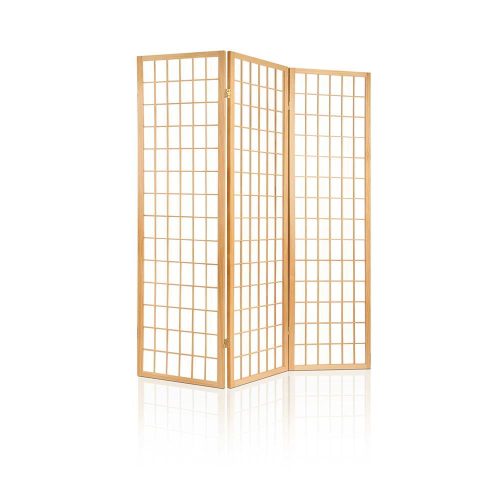 3 Wide Panel Wood Room Divider Privacy Screen Folding Stand - Beige & White Homecoze