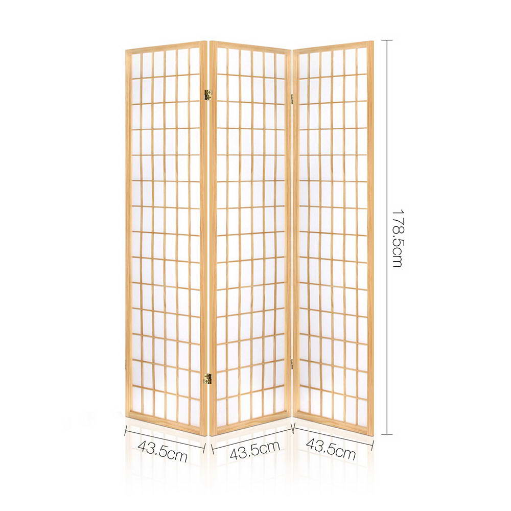 3 Wide Panel Wood Room Divider Privacy Screen Folding Stand - Beige & White Homecoze