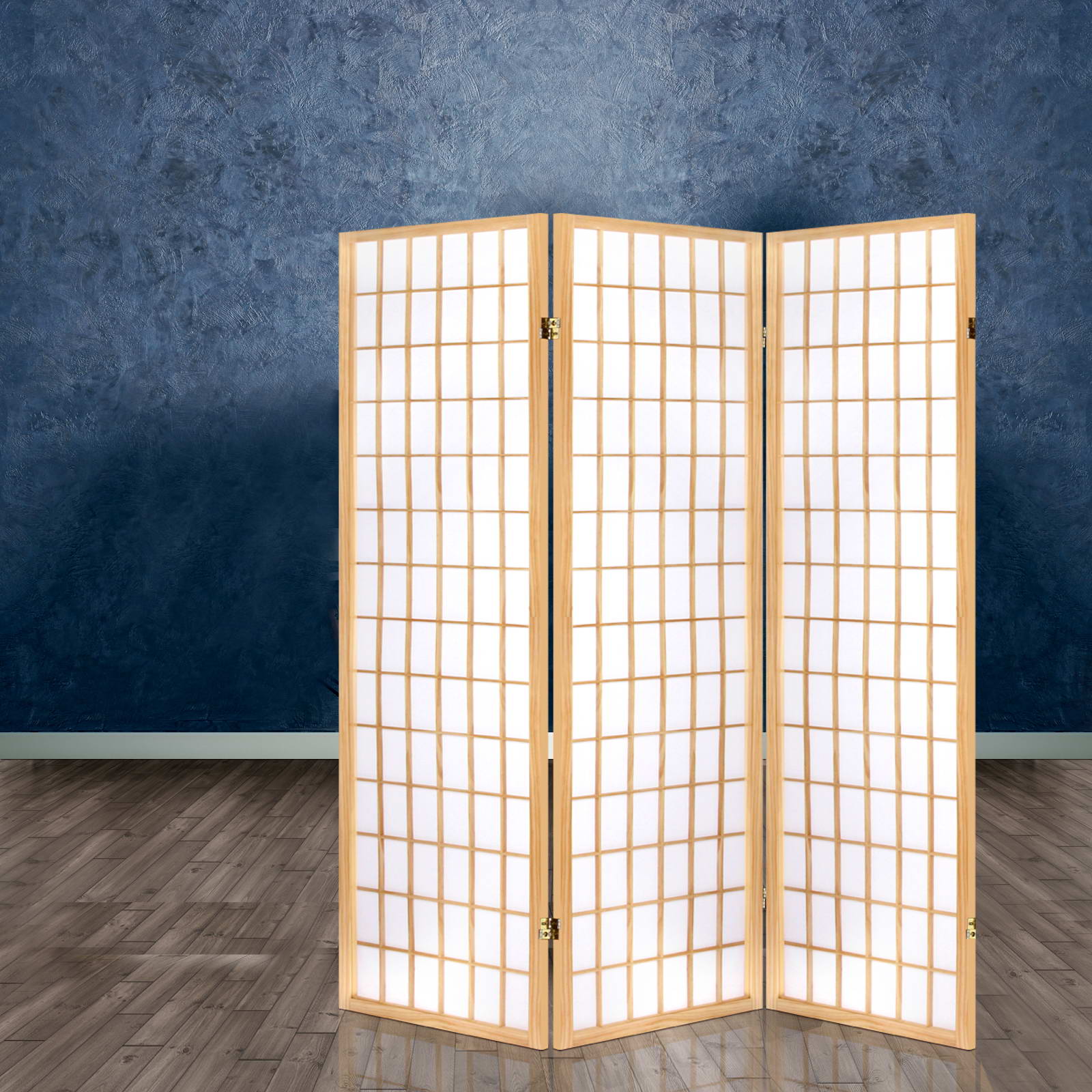 3 Wide Panel Wood Room Divider Privacy Screen Folding Stand - Beige & White Homecoze