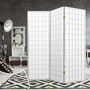 3 Wide Panel Wood Room Divider Privacy Screen Folding Stand - White Homecoze