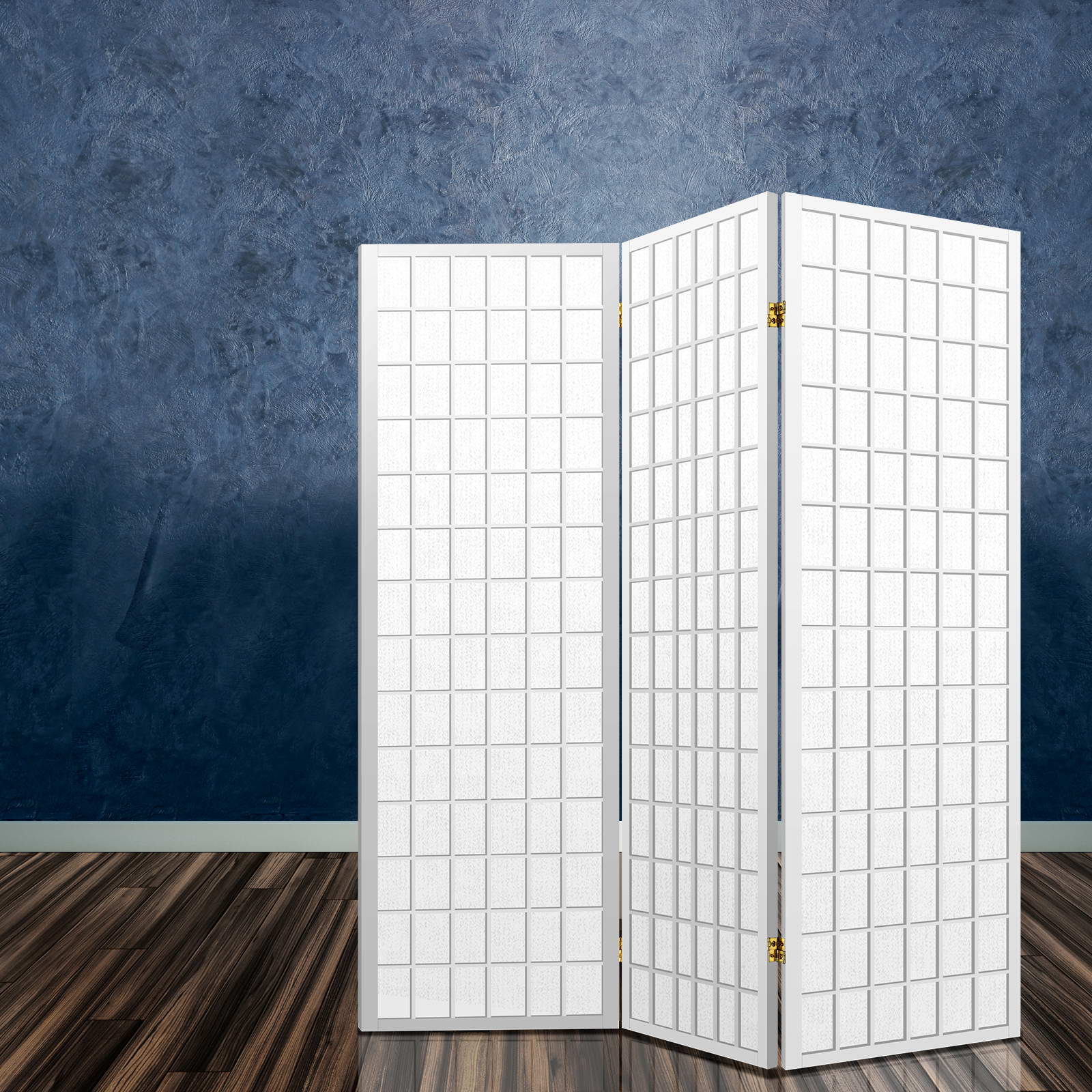 3 Wide Panel Wood Room Divider Privacy Screen Folding Stand - White Homecoze