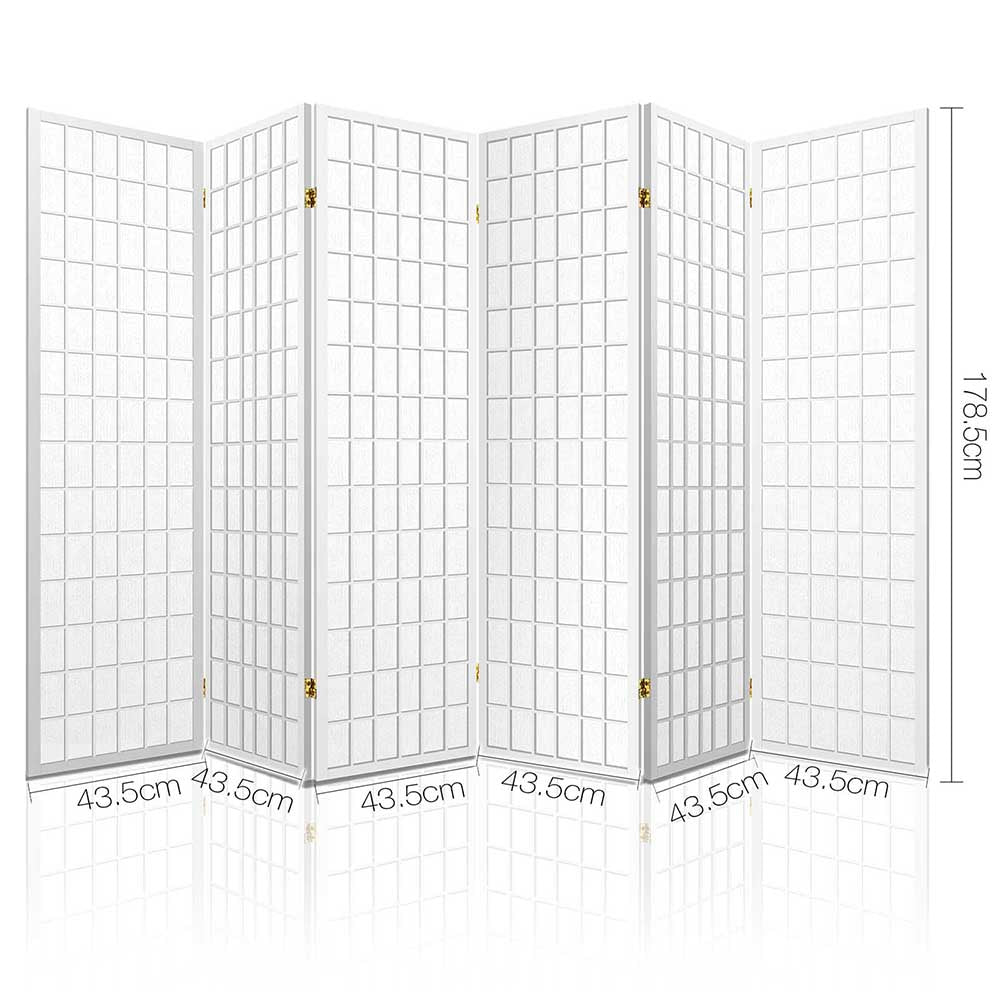 Artiss Room Divider Screen Wood Timber Dividers Fold Stand Wide White 6 Panel Homecoze Home & Living