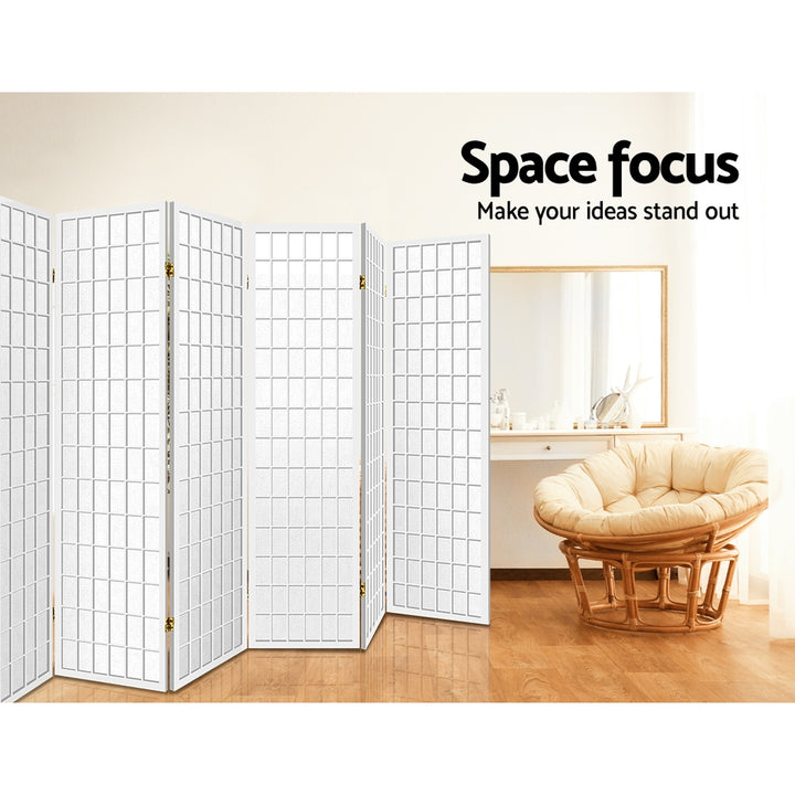 8 Wide Panel Wooden Room Divider Privacy Screen - White Homecoze