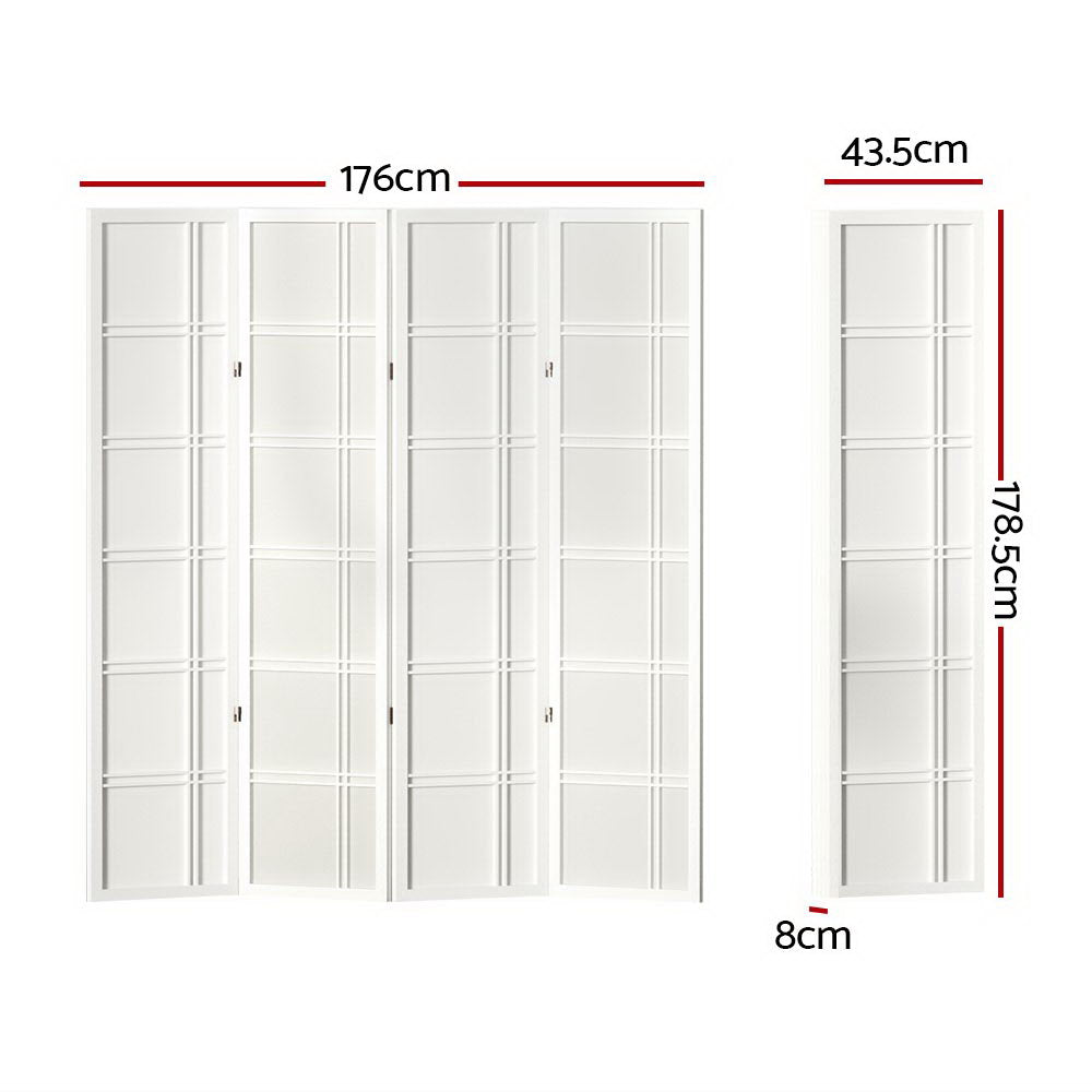 Artiss Room Divider Screen Privacy Wood Dividers Stand 4 Panel Nova White Homecoze Home & Living