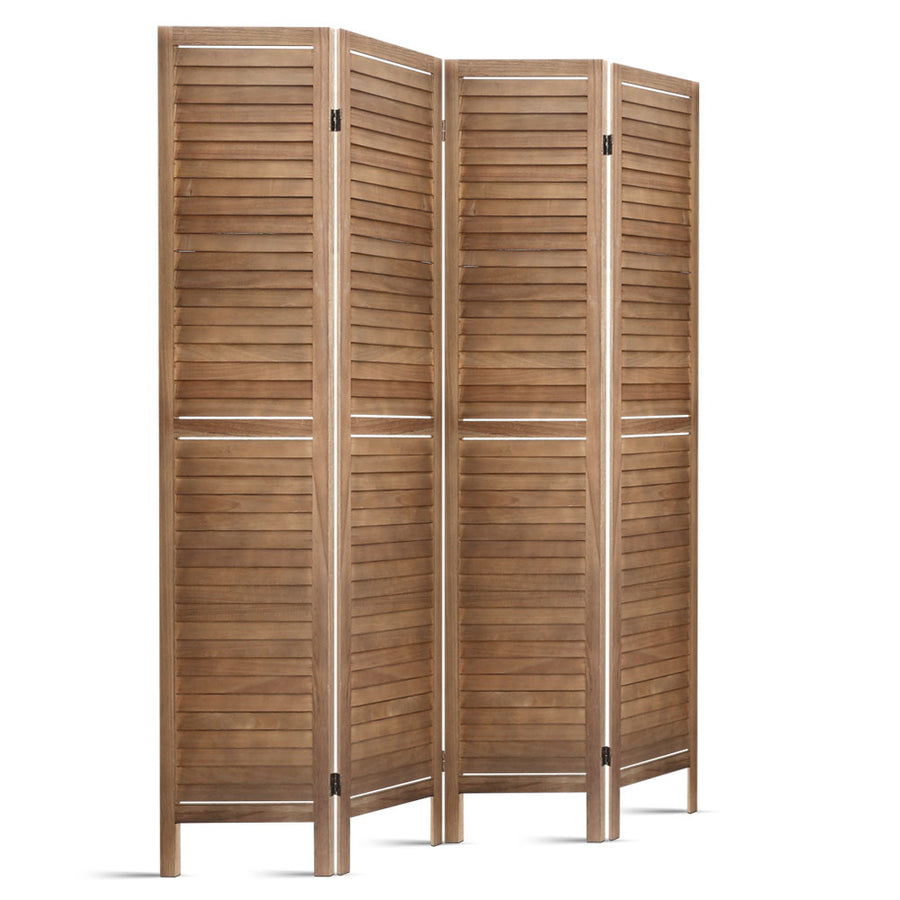 4 Panel Wooden Room Divider Privacy Screen - Brown Homecoze