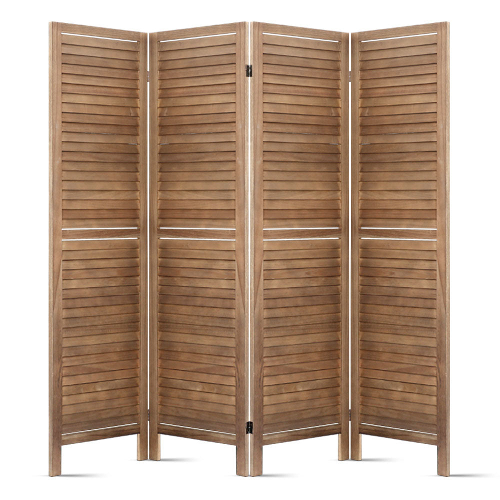 4 Panel Wooden Room Divider Privacy Screen - Brown Homecoze