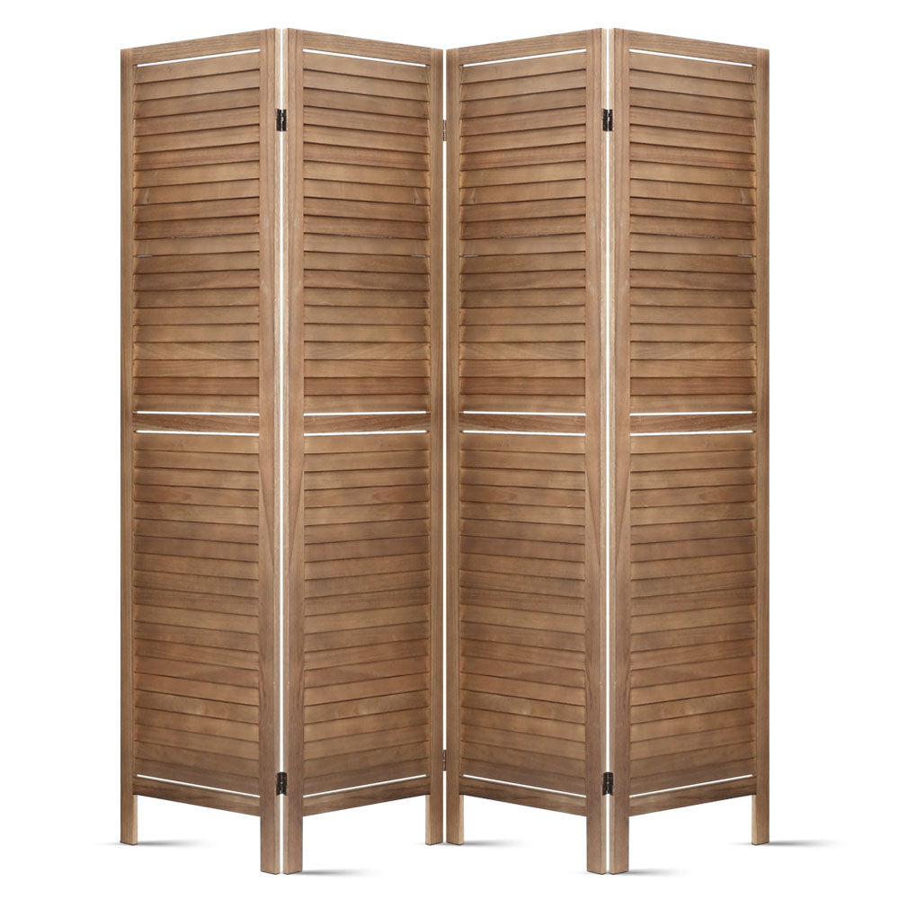 4 Panel Wooden Room Divider Privacy Screen - Brown Homecoze