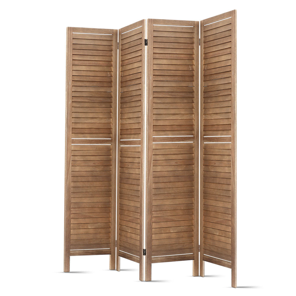 4 Panel Wooden Room Divider Privacy Screen - Brown Homecoze