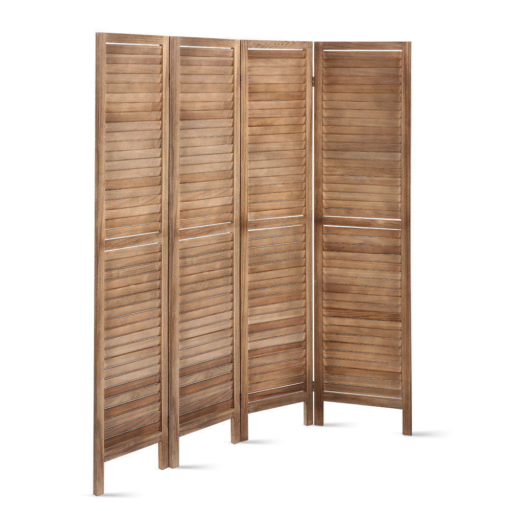 4 Panel Wooden Room Divider Privacy Screen - Brown Homecoze