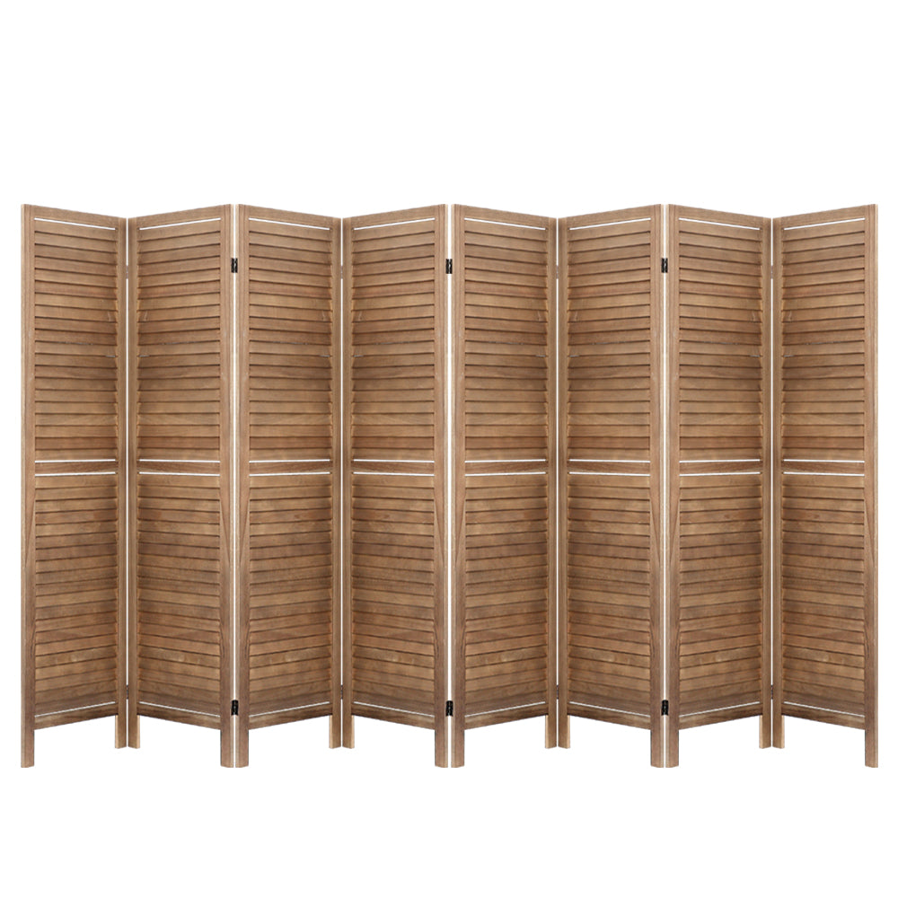 8 Panel Wooden Room Divider Privacy Screen - Brown Homecoze