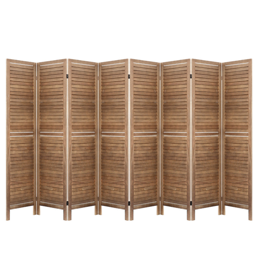 8 Panel Wooden Room Divider Privacy Screen - Brown Homecoze