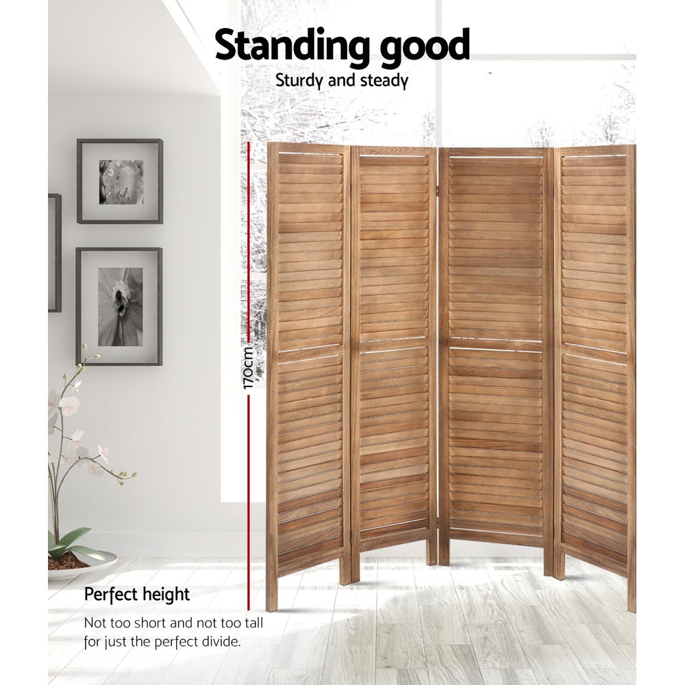 8 Panel Wooden Room Divider Privacy Screen - Brown Homecoze