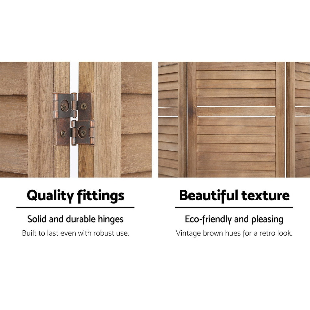 8 Panel Wooden Room Divider Privacy Screen - Brown Homecoze