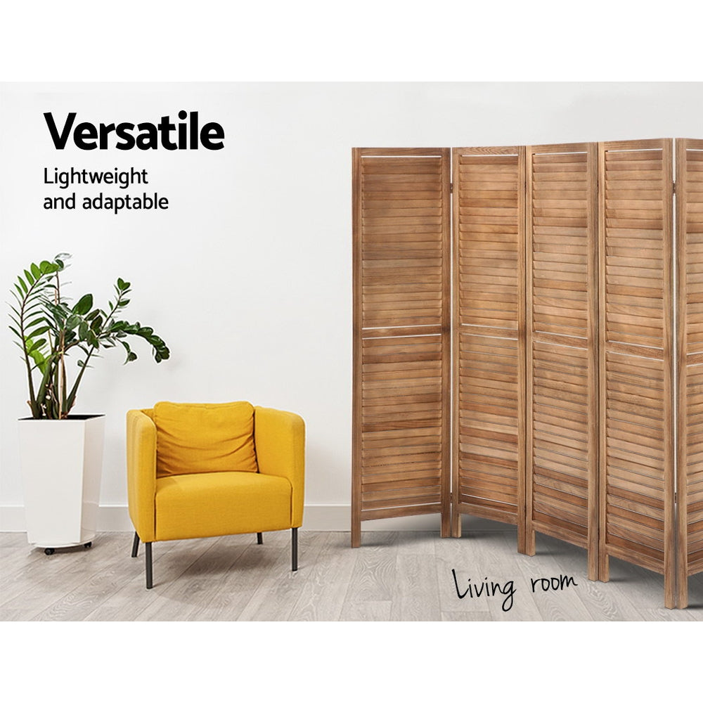 8 Panel Wooden Room Divider Privacy Screen - Brown Homecoze