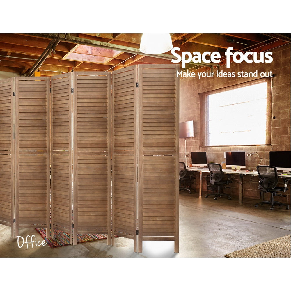 8 Panel Wooden Room Divider Privacy Screen - Brown Homecoze