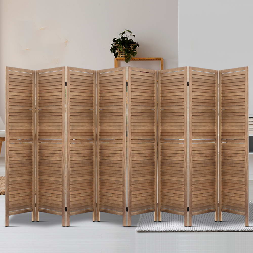 8 Panel Wooden Room Divider Privacy Screen - Brown Homecoze