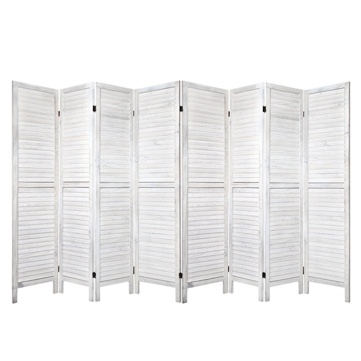 8 Panel Wooden Room Divider Privacy Screen - White Homecoze