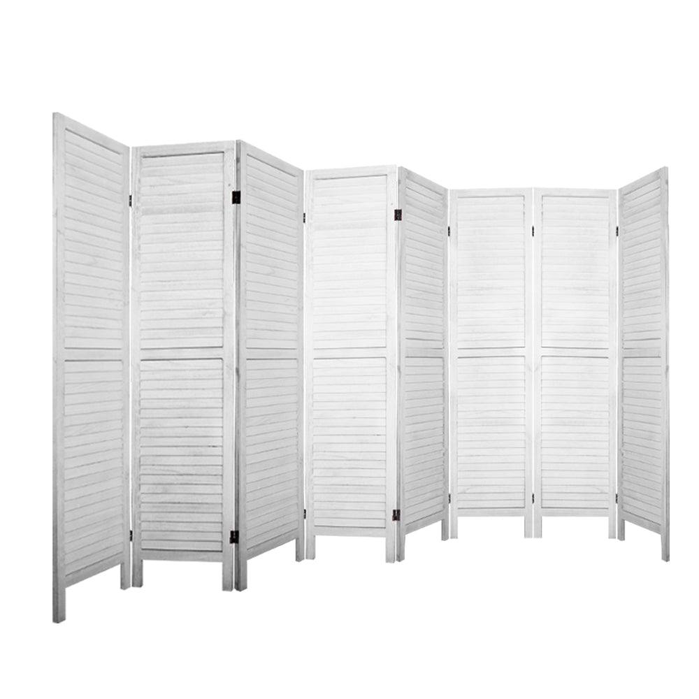 8 Panel Wooden Room Divider Privacy Screen - White Homecoze