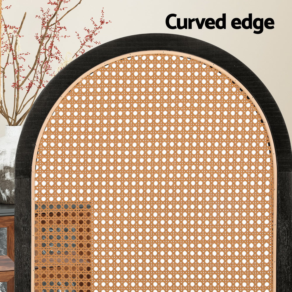 3 Panel Room Divider PE Rattan Privacy Screen - Black & Brown