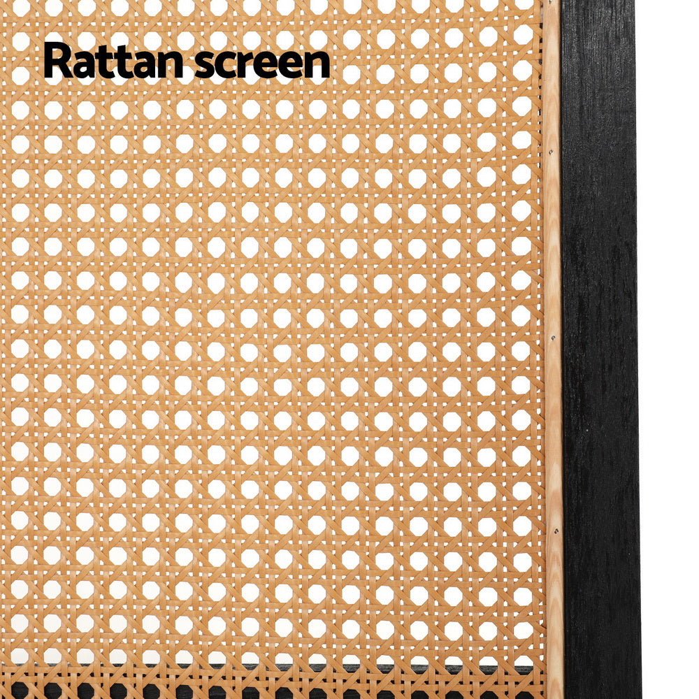 3 Panel Room Divider PE Rattan Privacy Screen - Black & Brown - Homecoze