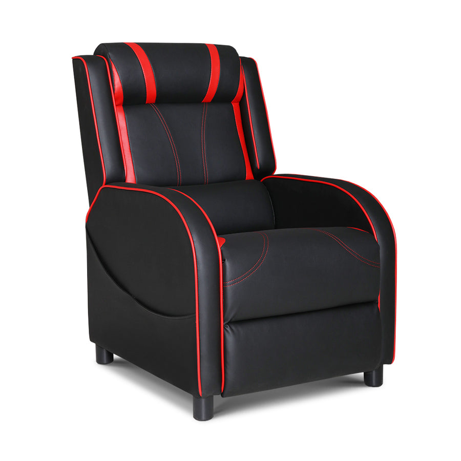 Gaming Recliner Sofa Armchair PU Leather - Black & Red Homecoze