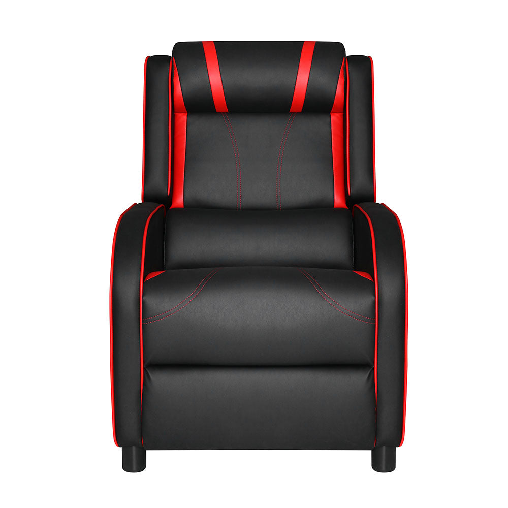 Gaming Recliner Sofa Armchair PU Leather - Black & Red Homecoze