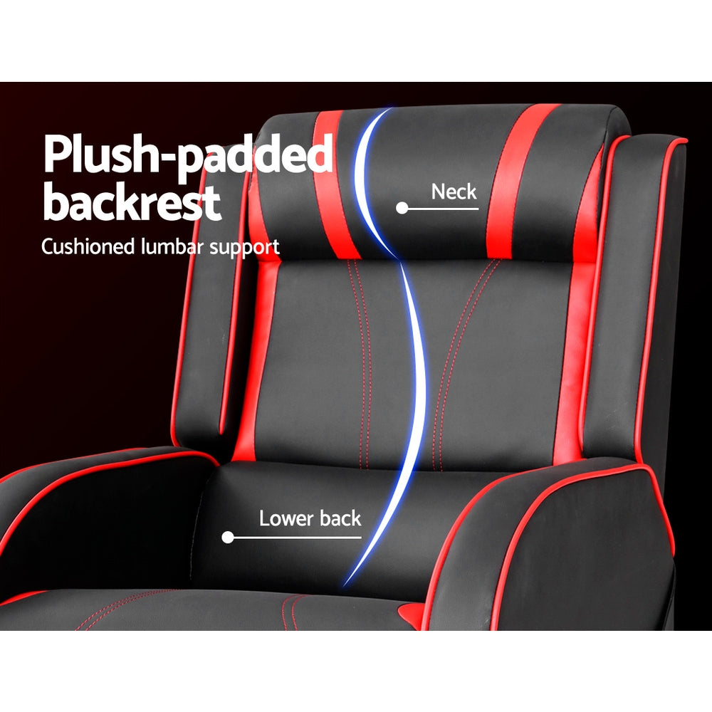 Gaming Recliner Sofa Armchair PU Leather - Black & Red Homecoze Home & Living