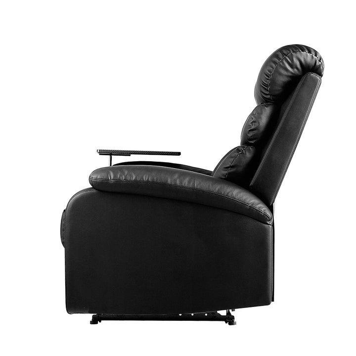 Recliner Sofa Chair with Mechanical Recline and Tray Table PU Leather - Black Homecoze