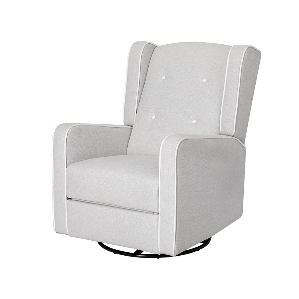 Recliner Armchair 360° Swivel Sofa Chair Faux Linen Fabric - Grey - Homecoze