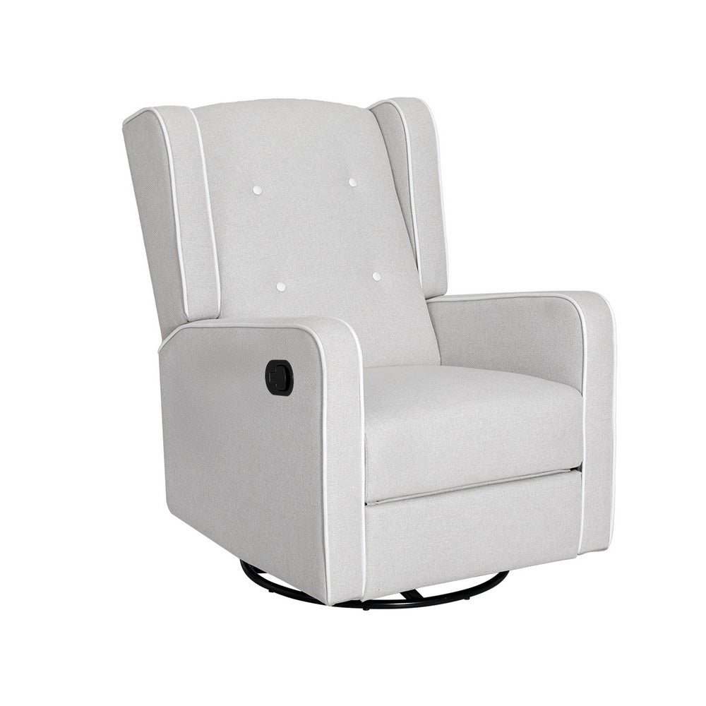 Recliner Armchair 360° Swivel Sofa Chair Faux Linen Fabric - Grey - Homecoze