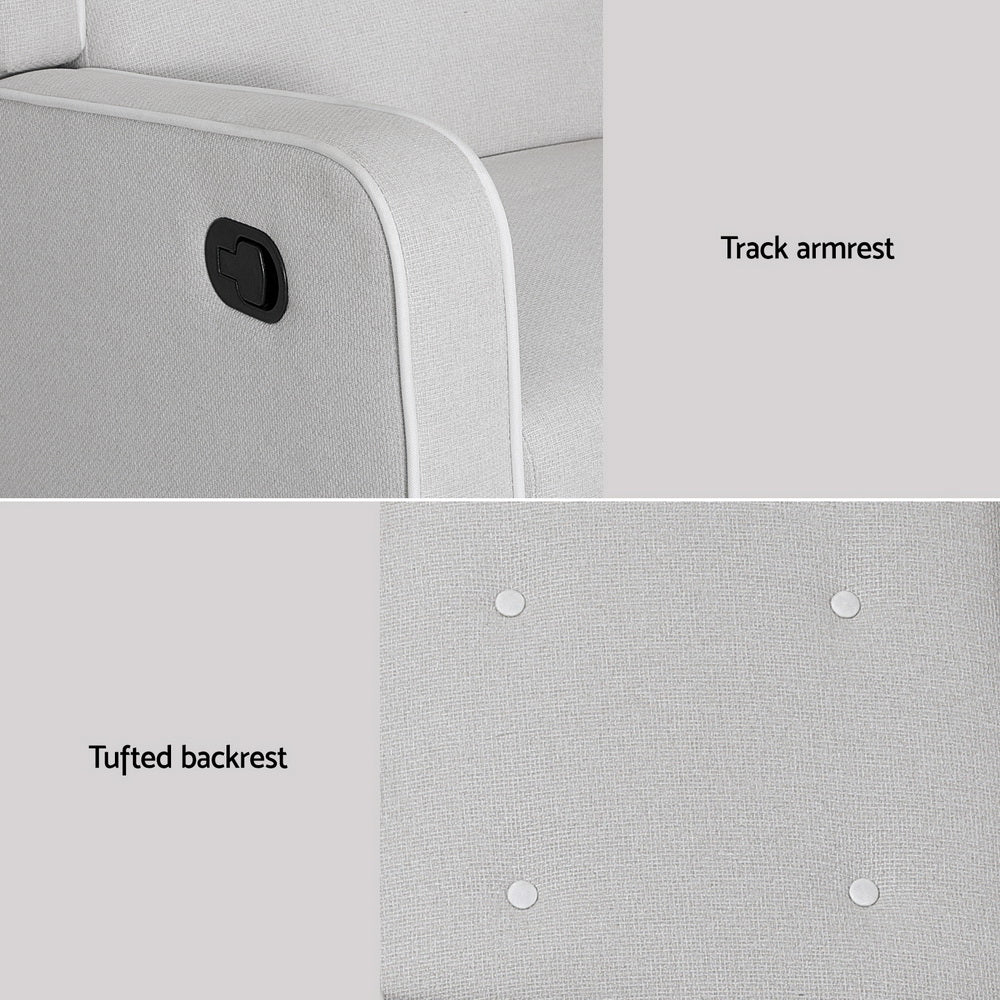 Recliner Armchair 360° Swivel Sofa Chair Faux Linen Fabric - Grey - Homecoze
