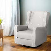 Recliner Armchair 360° Swivel Sofa Chair Faux Linen Fabric - Grey - Homecoze