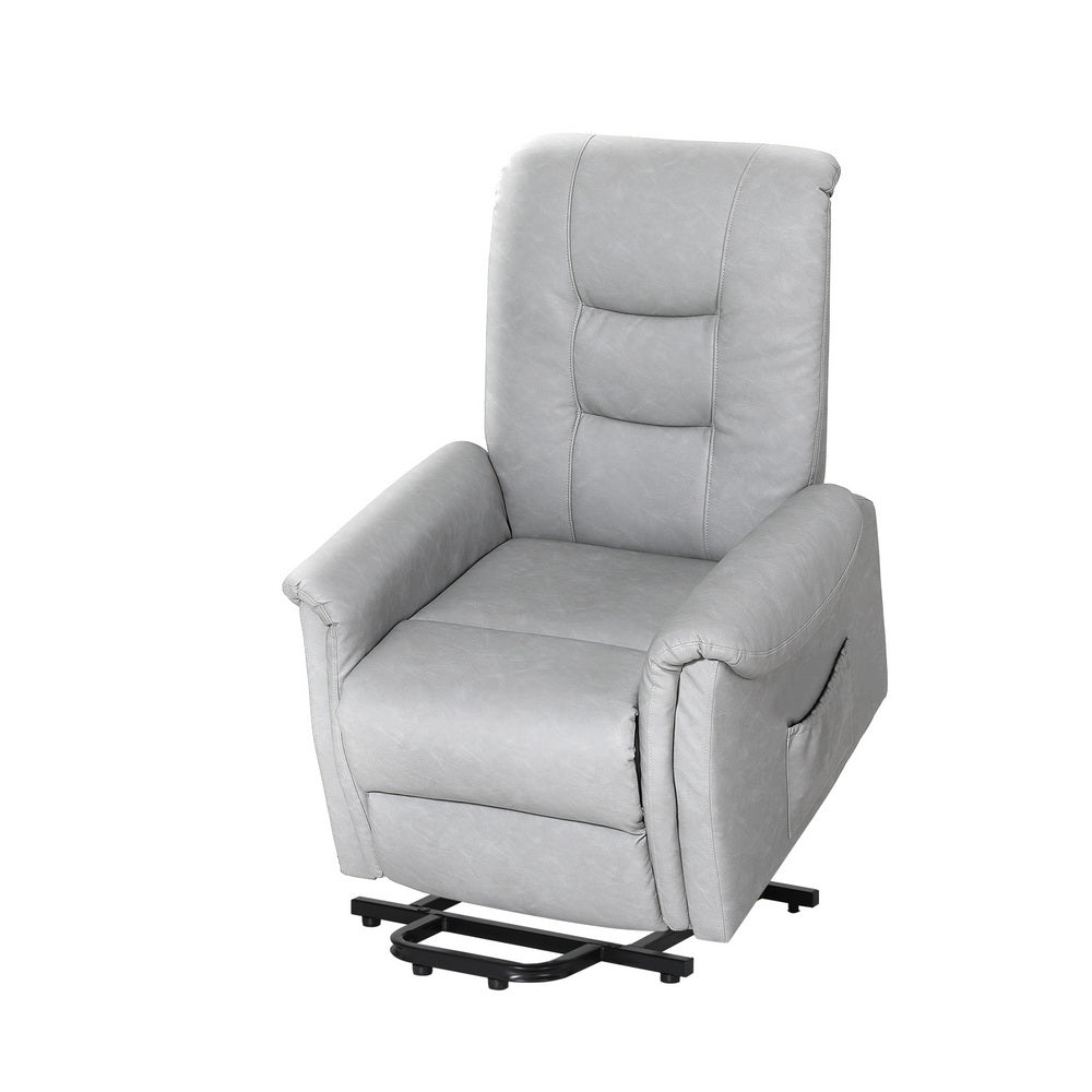 Recliner Sofa Chair with Lift Assist PU Leather - Grey - Homecoze