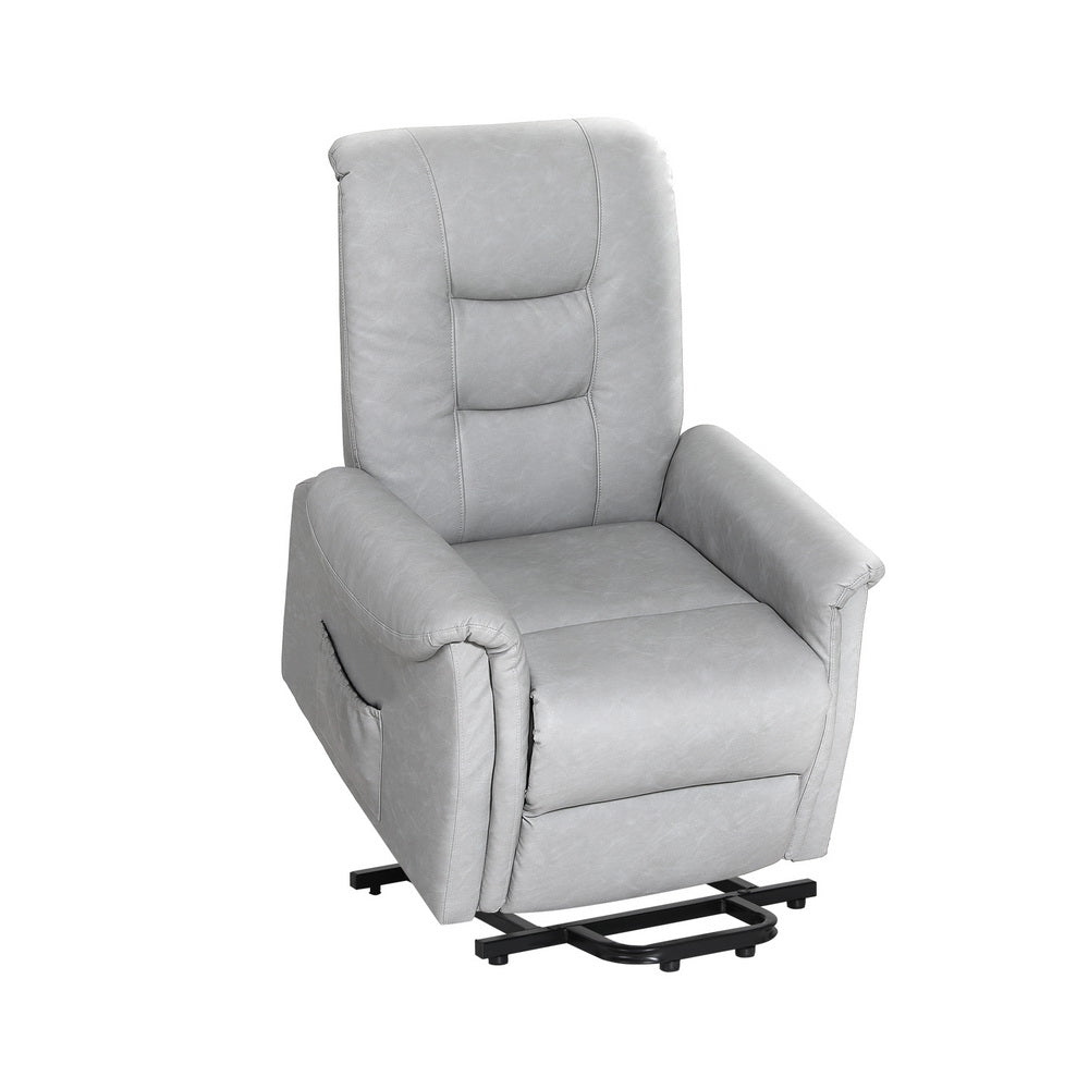 Recliner Sofa Chair with Lift Assist PU Leather - Grey - Homecoze