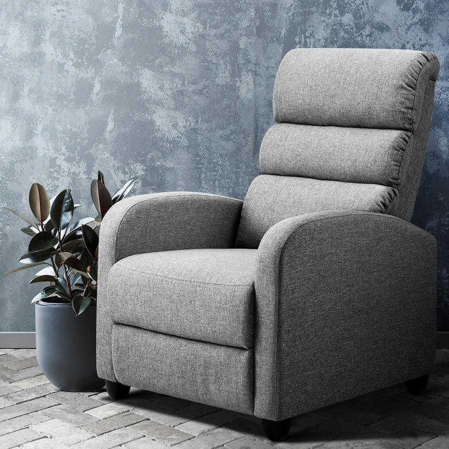 Recliner Lounge Chair Sofa Armchair Faux Linen Fabric - Grey Homecoze
